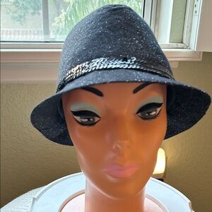 Justice Black Glitter Hat with Sequin Band